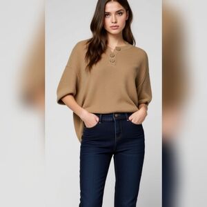 Tan Button-Up Sweater